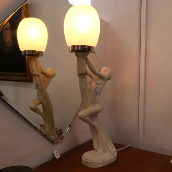 ART DECO LADY LAMP RESIN 590MM H