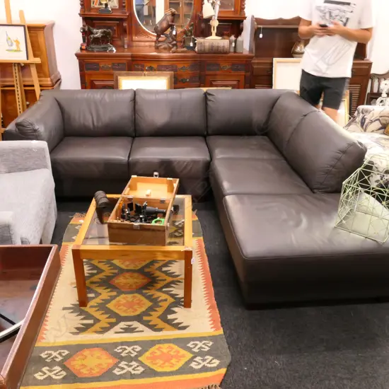2PC ITALIAN BROWN LEATHER SOFA