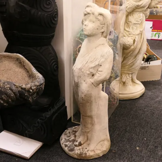 CONCRETE GARDEN ORNAMENT BOY 600MM H