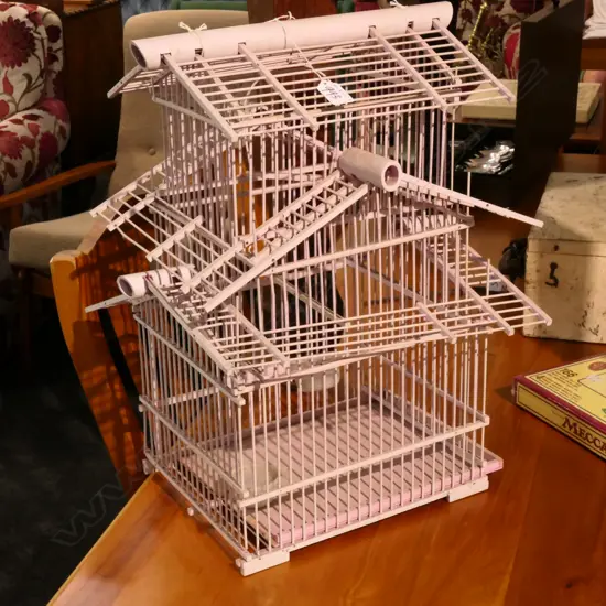 VINTAGE PINK BIRD CAGE (BAMBOO?) H. 500MM
