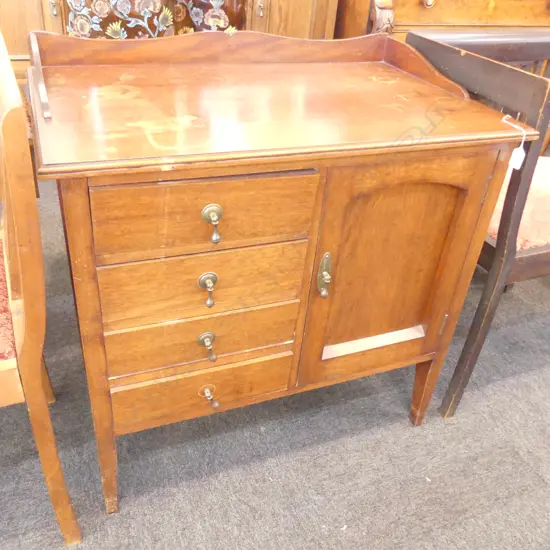 EDWARDIAN MAHOGANY MUSIC CABINET w DROP FRONT DRAWER FASCIAS