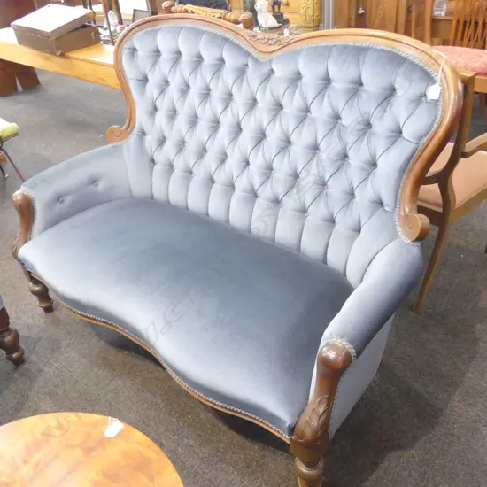 MAHOGANY FRAMED VICT STYLE DOUBLE END SOFA