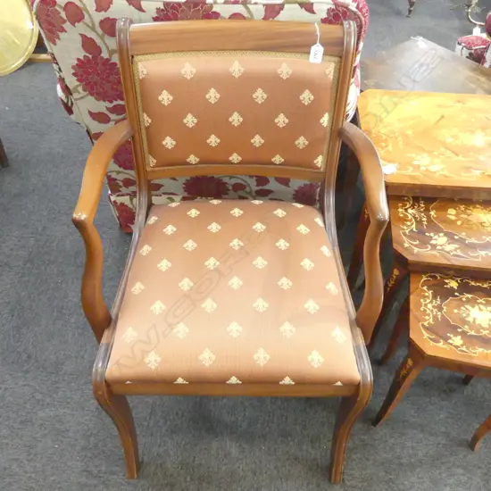 PR REGENCY STYLE MAHOGANY ARMCHAIRS w GOOD UPHOLSTERY 