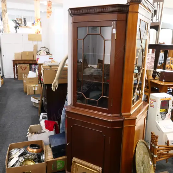 MAHOGANY CORNER CABINET. 830 x 795 x 1860mm