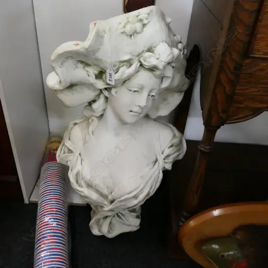 NOUVEAU PLASTER BUST SIGNED