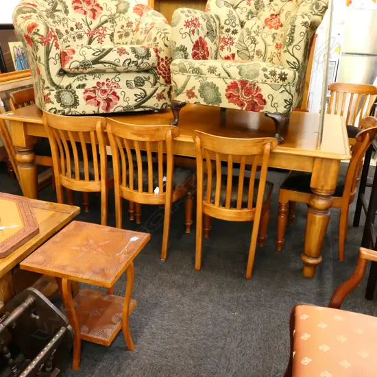 LARGE RIMU DINING TABLE + 8 CHAIRS
