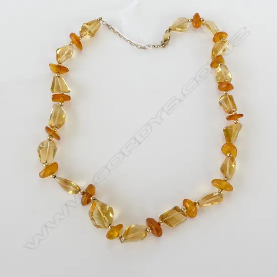CITRINE AND AMBER BEAD NECKLACE (RETAIL REPLACEMENT $375)