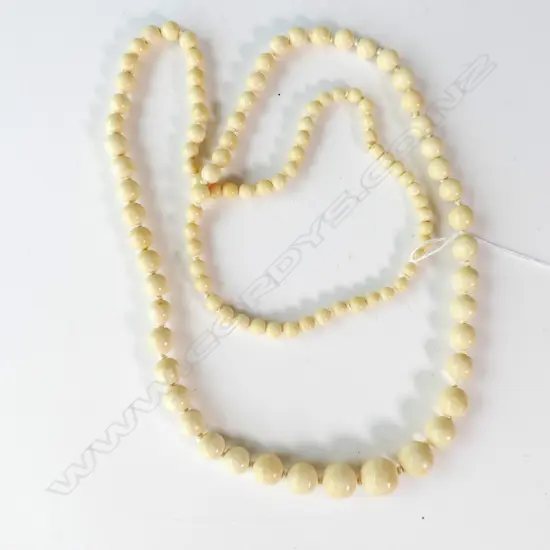 VEGETABLE IVORY ROUND GRADUATED BEAD NECKLACE WITH KNOTS 100CM LONG