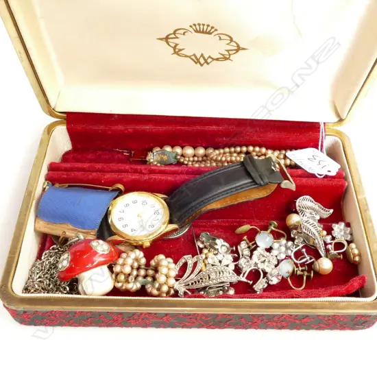 BOX OF COSTUME JEWELLERY;EARRINGS;CITIZEN WATCH