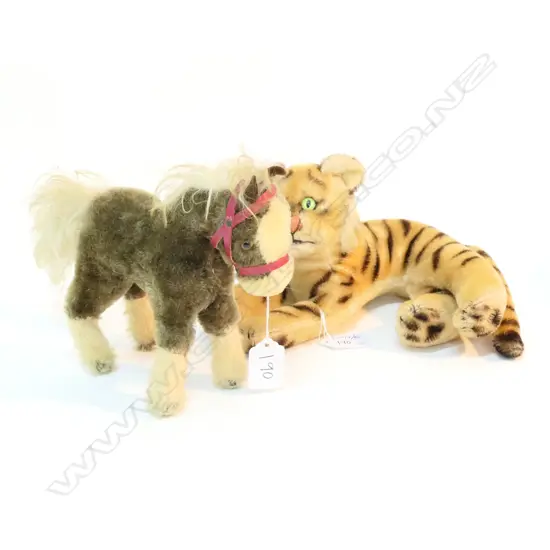 VINTAGE STEIFF TIGER (L. 230MM) + STEIFF ? HORSE
