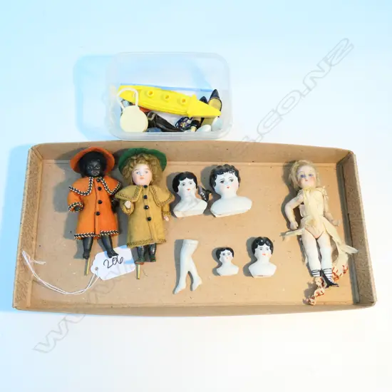 LOT ASST MINATURE PORCELAIN DOLLS /HALF DOLLS ETC