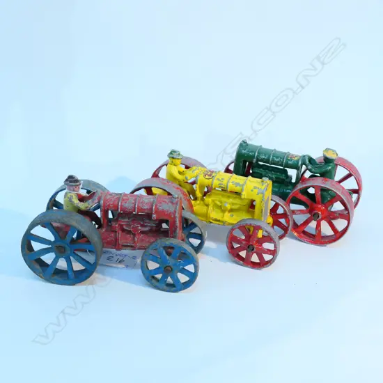 3 FUNHO EARLY TRACTORS  RED YELLOW GREEN