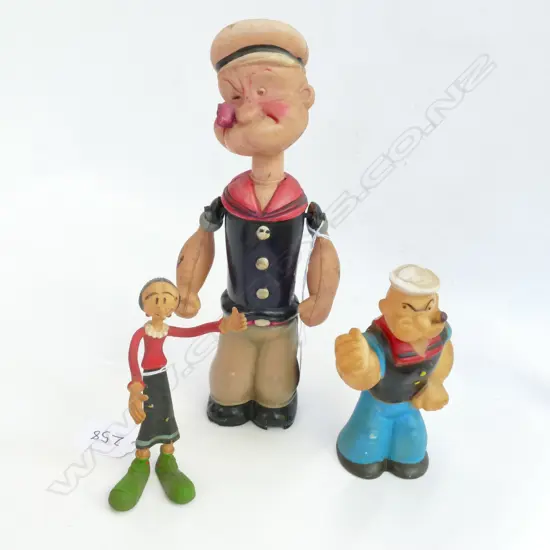 2 POPEYE TOYS + BENDY OLIVE OIL H 210 MM 