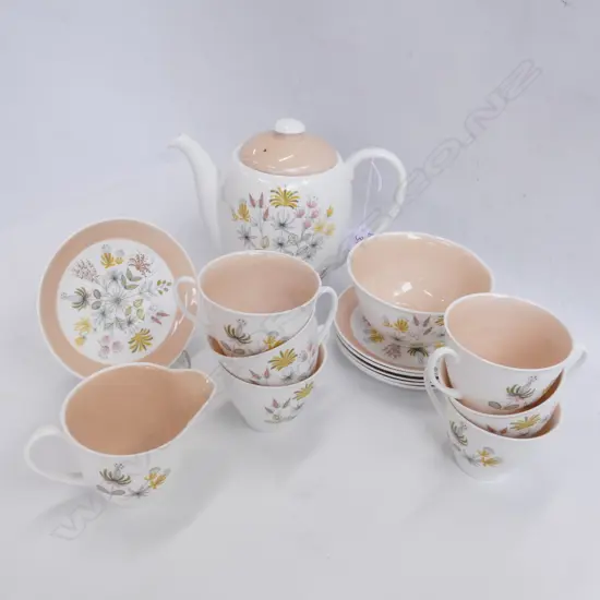 15 PCE SHELLEY 'ENCHANTMENT' COFFEE SET; COFFEEPOT, 6 CUPS AND SAUCERS, MILK, SUGAR