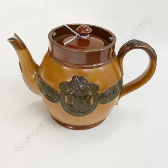 R/DOULTON STONEWARE MAORI ART TEAPOT A.F SPOUT