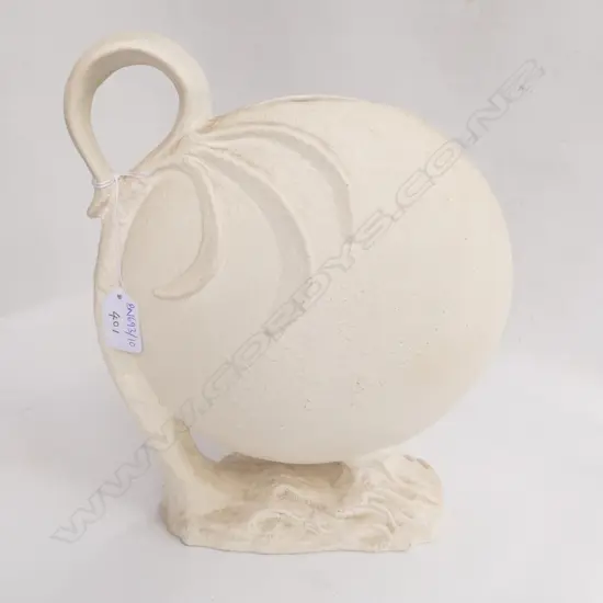 AQUILA POTTERY WHITE UNGLAZED MOON VASE 290MM H