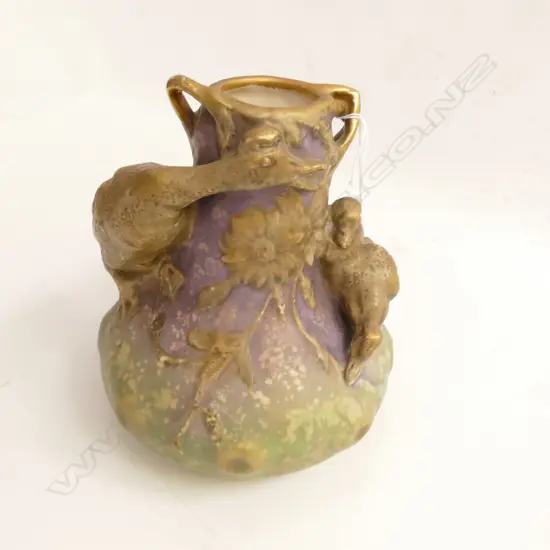 EARLY AUSTRIAN AMPHORA VASE RELIEF GEESE H.160mm