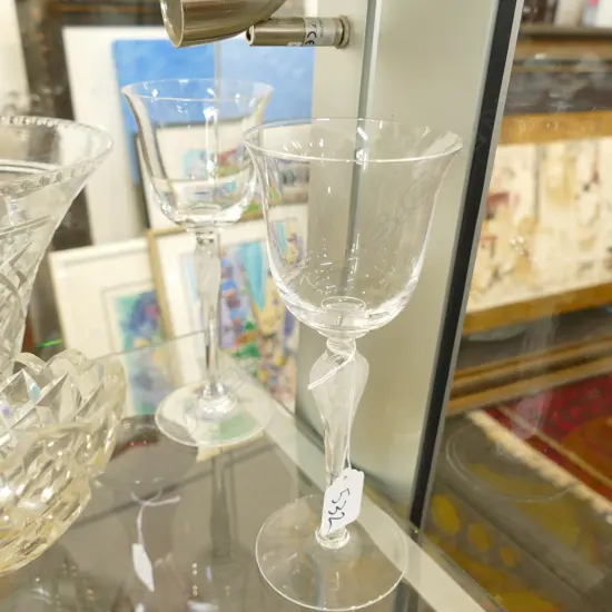 PR FABERGE WINE GLASSES WITH ETCHED ANGEL 205MM H