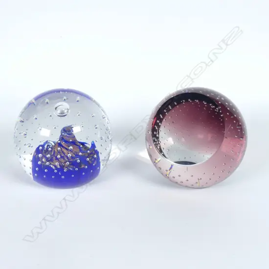 CAITHNESS, SCOTLAND GLASS 'STARLIGHT' PAPERWEIGHT, DATED '90 & A CAITHNESS? GLASS PAPERWEIGHT w FACET WINDOW, SIGNED CUG