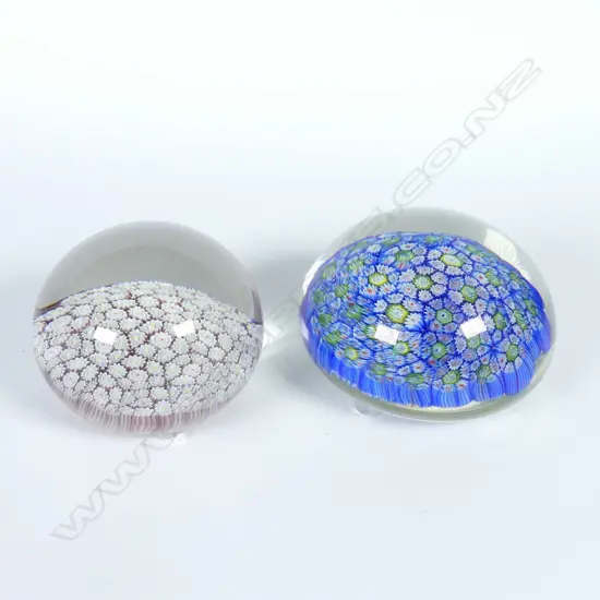 2 MILLEFIORE GLASS PAPERWEIGHTS