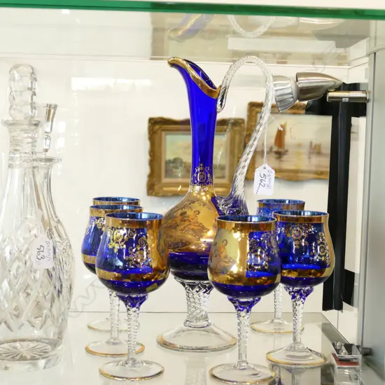 VENETIAN 24 K GOLD OVERLAY GLASS 7PC WINE SET