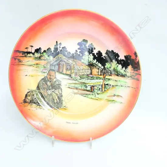 GRIMWADES 'MAORI WARE' 'MAORI CARVER' PLATE 255MM DIA