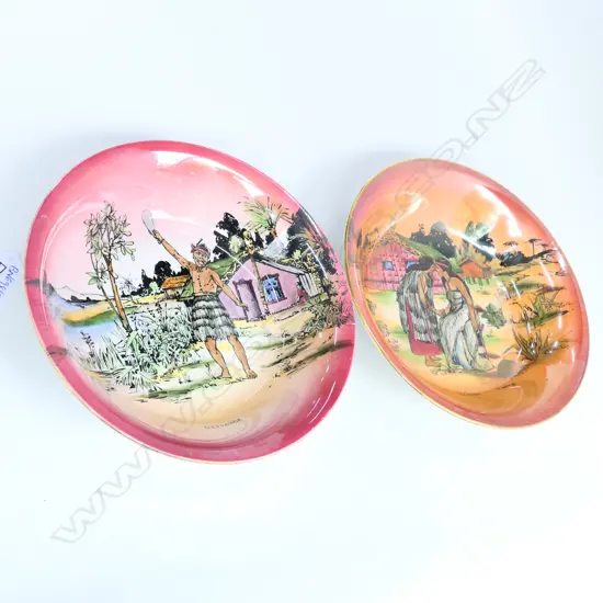 2 GRIMWADES 'MAORI WARE' BOWLS 'TE HONGI' & 'DEFIANCE' 210MM DIA