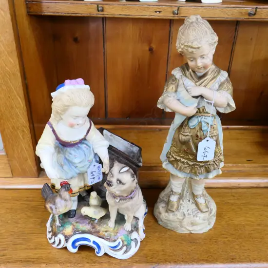 TWO FARMYARD FIGURINES 320MM H TALLEST