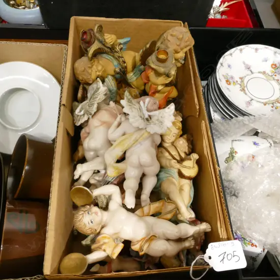 LOT ASSORTED PLASTIC CUPID FIGURES ETC