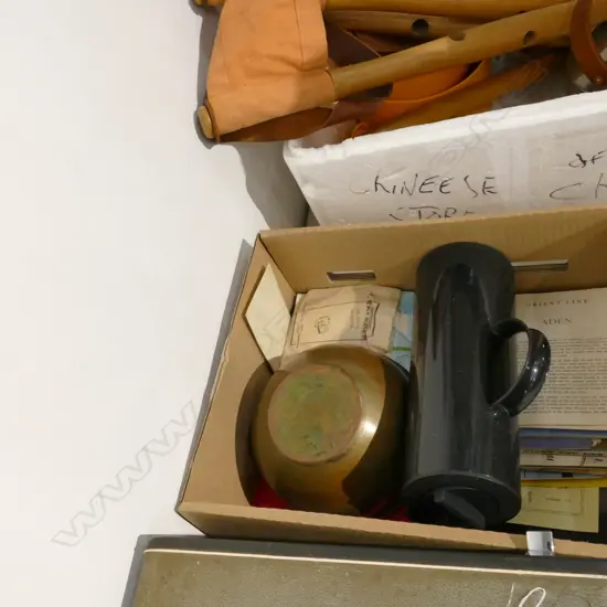 BOX LOT EUROPEAN O.E. EPHEMERA C.1958, COPPER BOWL, JUG