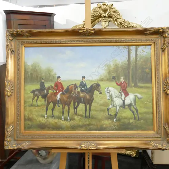 HUNTING OIL - LARGE GILT FRAME