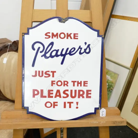 SCOOT BROSS ENAMEL SIGN SMOKE PLAYERS H 400 MM