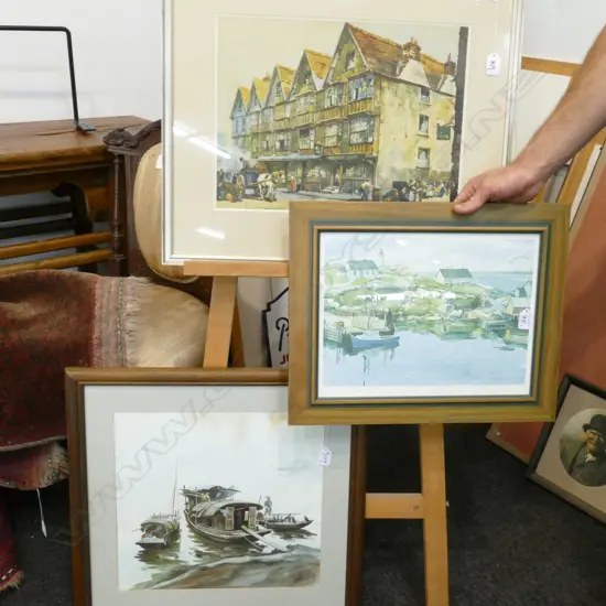 2 FRAMED PRINTS CHUTE/WILLIAMS/ + W/COLOUR OF A CHINESE JUNK 590 X 500 MM