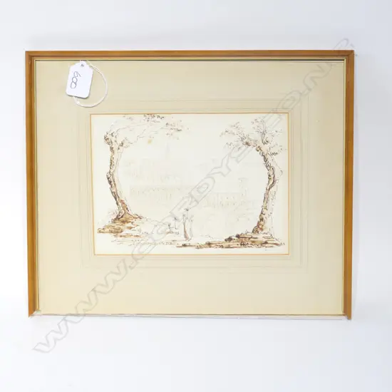 J HARDING INK DRAWING TIVOLI 200 X 150 MM FRAME A/F