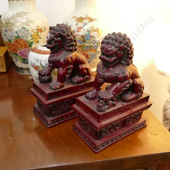 PR OF CHINESE FOO DOGS BOOKENDS 