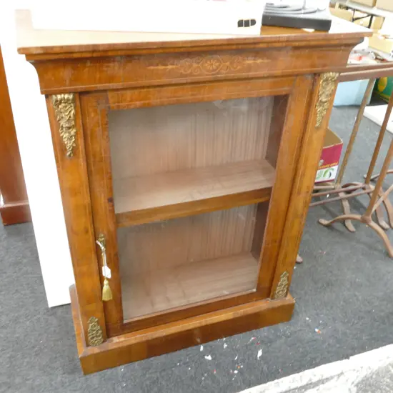 A 19THC INLAID WALNUT PIER CABINET H 1000 MM