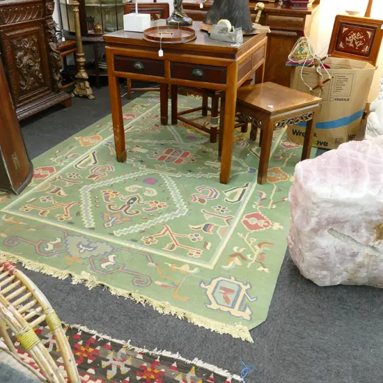 SEMI ANTIQUE FINE KELIM RUG 2.7 X 1.8M GREEN DOMINANT