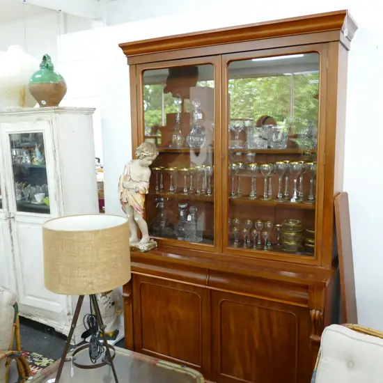 GLAZED VICT. UPRIGHT BOOKCASE H. 2200MM