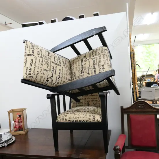 PR EBONISED FRAMED MORRIS TYPE CHAIRS...