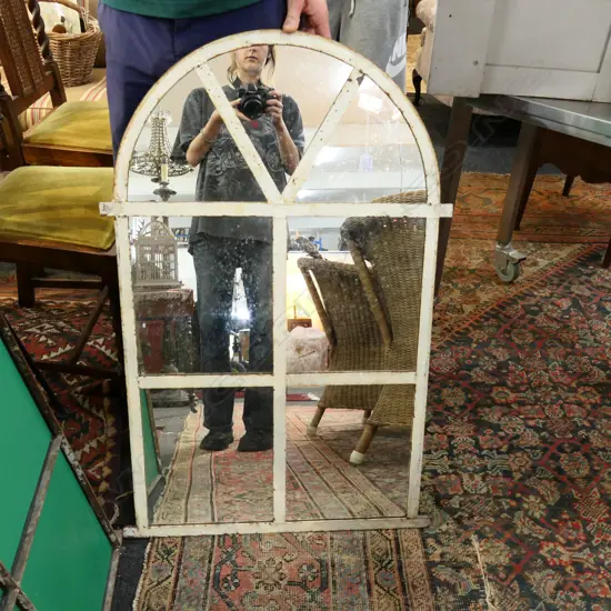 OLD FRENCH CAST IRON WINDOW MIRROR