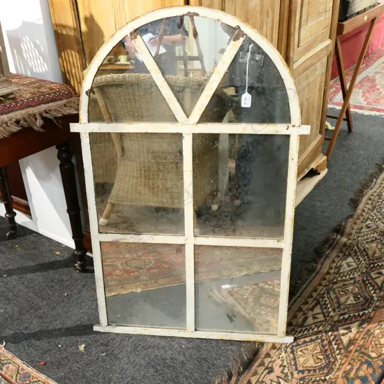 FRENCH CAST IRON WINDOW MIRROR