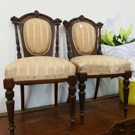 PR OF LATE VICTORIAN SIDE CHAIRS A/F
