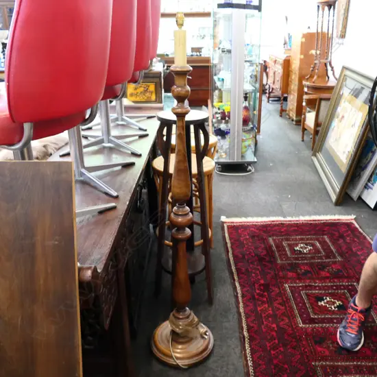 TURNED WOOD STANDARD LAMP