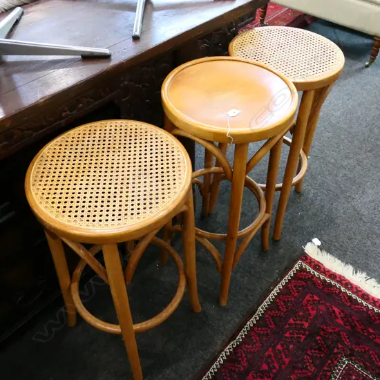 2 BENTWOOD STOOLS & ANOTHER