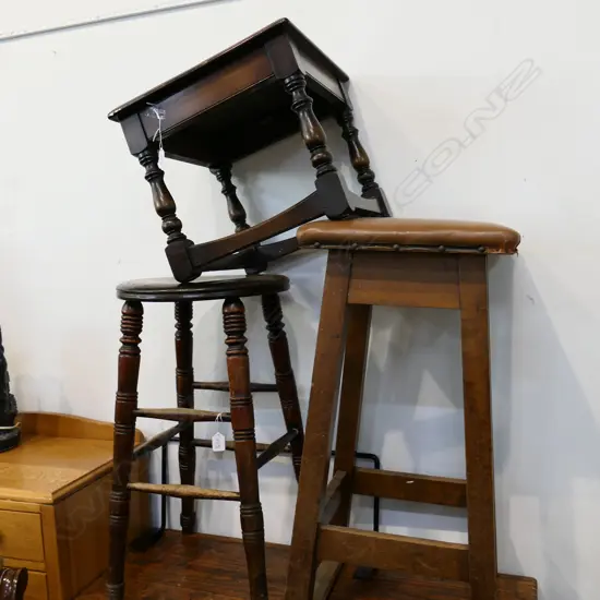 3 WOODEN STOOLS ONE AF