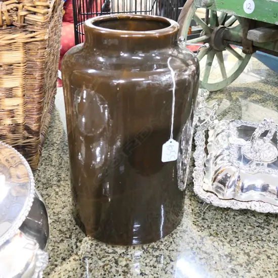 BROWN CERAMIC POT 340MM H