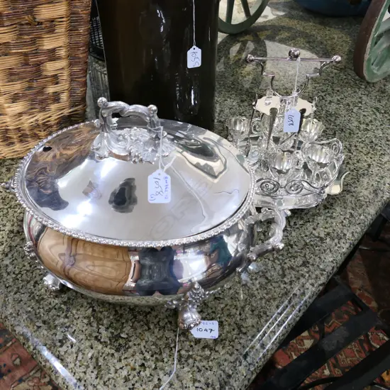 LARGE EP TUREEN + EGG STAND