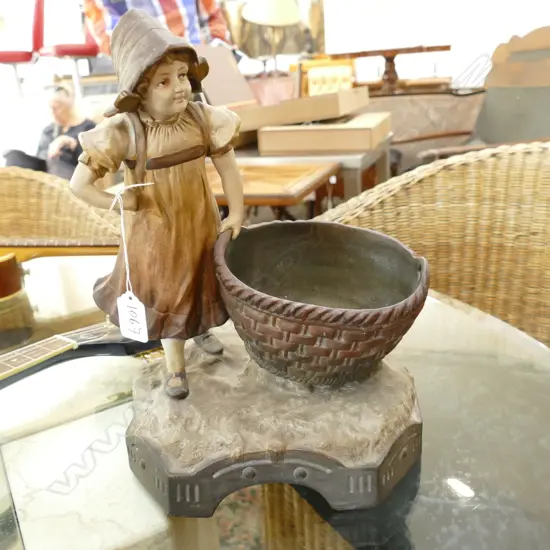 RESIN GIRL WITH BASKET