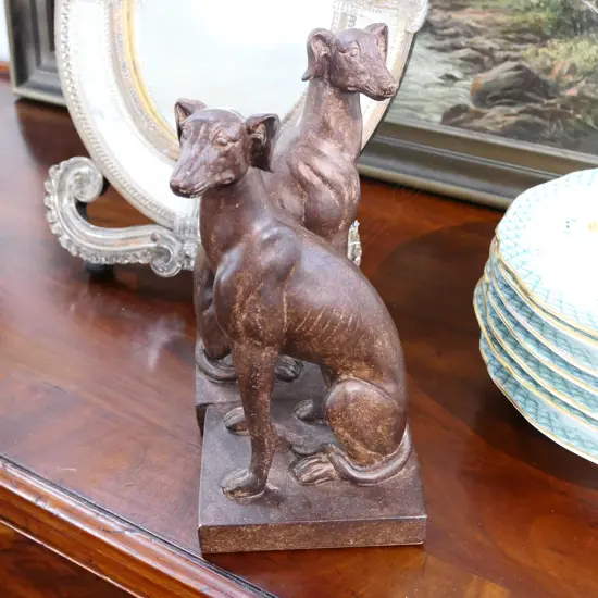PR OF ANTIQUE STYLE GREYHOUND BOOKENDS 