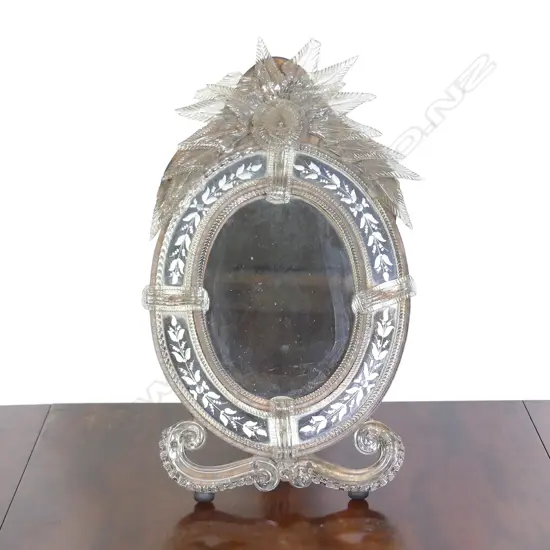 VINTAGE VENETIAN GLASS TABLE MIRROR, H. 520MM